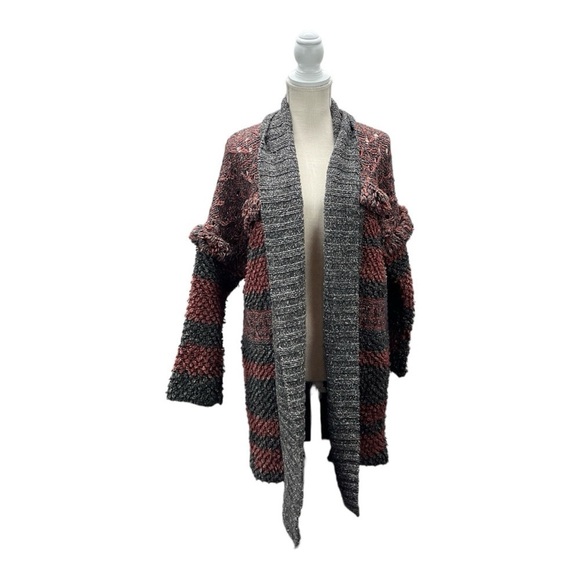 ecoté Urban Outfitters Fringe Open Cardigan Longline Womens XS /S Rust Gray Knit - Picture 3 of 10
